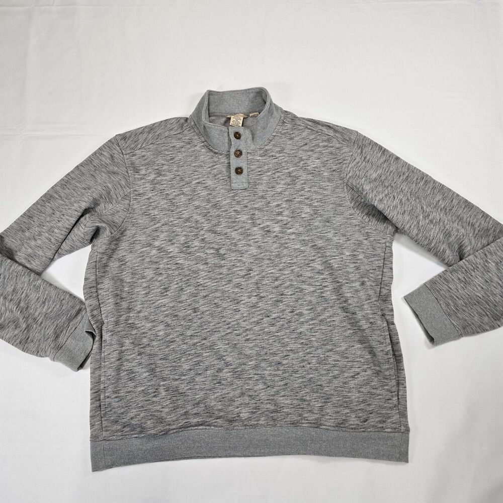 Duluth Trading Co Men’s Gray Relaxed Fit 1/4 Button Mock Neck  Sweater Size L